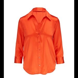 L'AGENCE Vibrant Orange Button Down Shirt